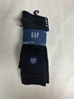 New Gap Socks Men’s 3 Pair Black Super Soft Crews Business Casual Dress Preppy